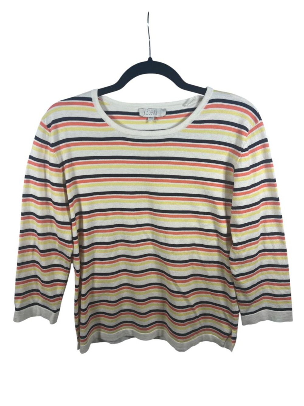 Kinross Cashmere Sweater Womens Medium Pullover Stretch 3/4 Sleeve Casual